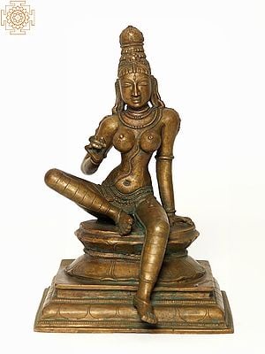 10" Seated Devi Uma (Parvati) Bronze Statue