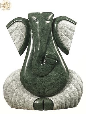 40" Large Modern Stylized Ganesha in Green Stone