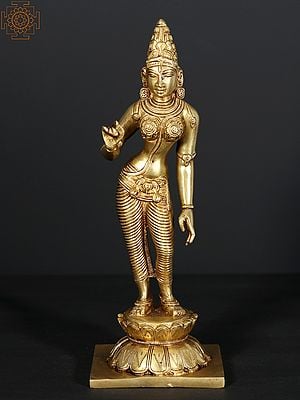 12" Standing Goddess Uma (Parvati) | Brass Statue