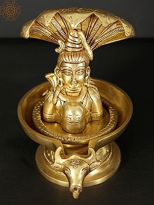 8" Lord Shiva Enshrined as Linga in Brass