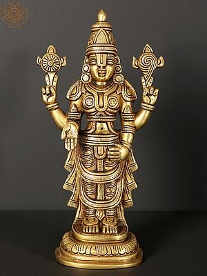 12" Superfine Tirupati Balaji Statue in Brass (Venkateshvara)