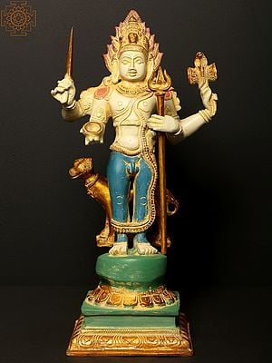 17" Colorful Bhagawan Shiva as Bhairava | Brass Statue