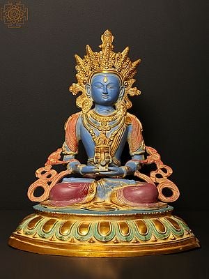 17" Colored Amitabha Buddha Brass Statue