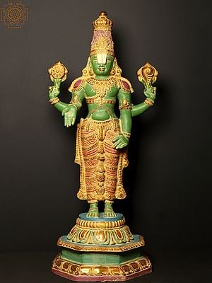 40" Large Colorful Tirupati Balaji (Venkateshvara) Statue in Brass