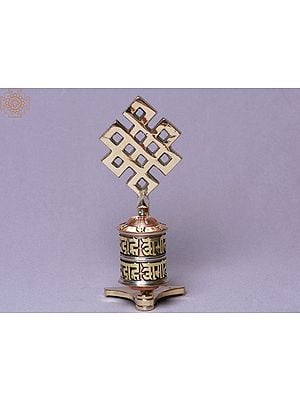 6" Prayer Wheel with Endless Knot on Top | Made In Nepal