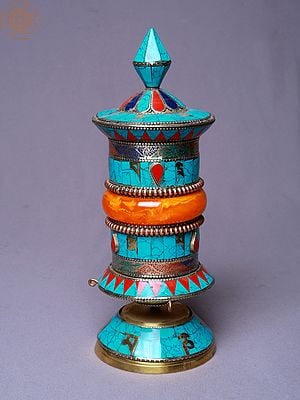 10" Stone Single Emerald Setting Mane/Prayer Wheel | Made In Nepal
