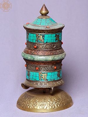 7" Stone Jade Ring Mane (Prayer Wheel) | Made In Nepal