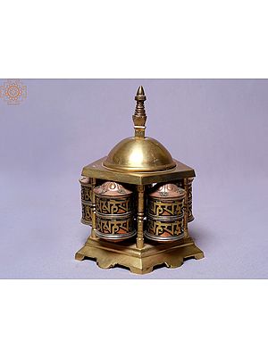 7" Five in One Temple Prayer Wheel with Auspicious Mantra