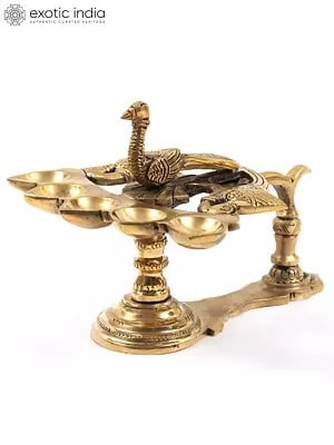 5" Small Peacock Design Hand-Held Oil Lamp