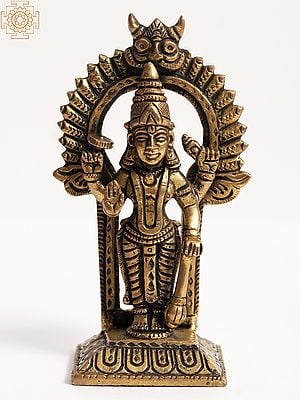 6" Small Brass Standing Lord Vishnu Idol