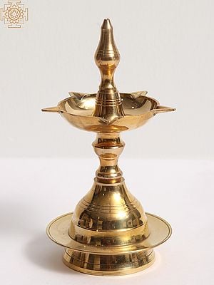 7" Brass Kerala Vilakku Pooja Oil Lamp