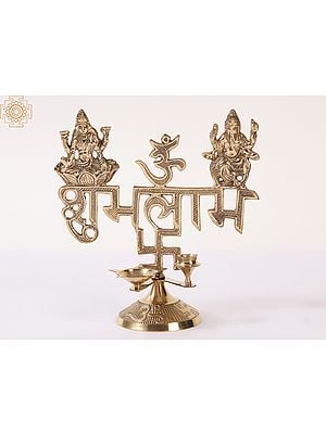7" Lakshmi And Ganesh Shubh Labh with Diya and Incense Holder