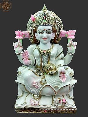 21" Sitting Goddess Lakshmi Statue in Vietnam Marble