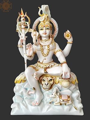 18" Blessing Lord Shiva Statue in Vietnam Marble