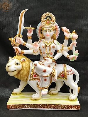 15" Goddess Durga Seated on Lion