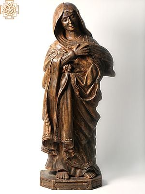 42" Large Wooden Statue of Mother Mary