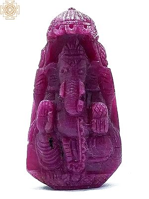 Lord Ganesha Idol in Ruby Gemstone