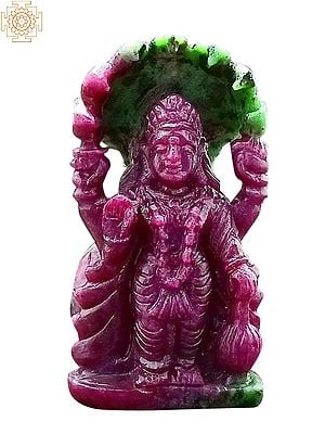 Bhagwan Vishnu Statue in African Ruby Gemstone