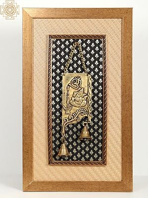 21" Om (AUM) Ganesha in Brass | Wooden Wall Hanging Frame