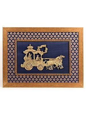 15" Gita Upadesh in Brass | Wooden Wall Hanging Frame