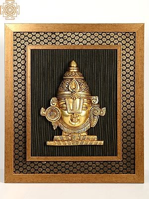Wooden Framed Lord Venkateshwara In Brass | Wall Hanging