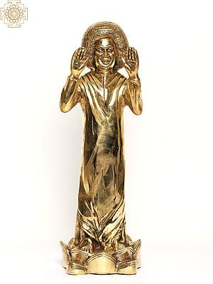 18" Standing Sathya Sai Baba Brass Statue