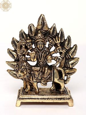 4" Maa Ambe with Base Brass Sculpture