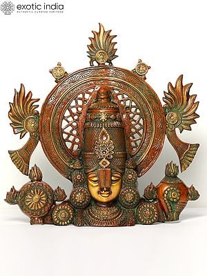 22" Lord Perumal (Venkateshvara) Bust Wall Mount In Brass