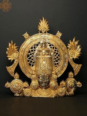 22" Lord Perumal (Venkateshvara) Bust Wall Mount In Brass