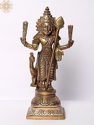 8" Brass Karttikeya Statue - The Warrior Son of Shiva