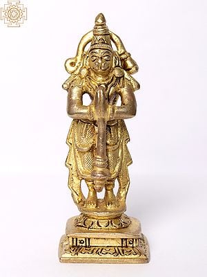 3" Small Brass Standing Hanuman Idol