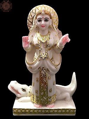 Goddess Khodiyar Maa In White Marble