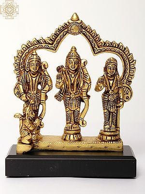Small Brass Rama Darbar on Wooden Base