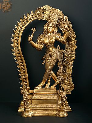29" Dancing Ardhanarishvara - Deity Shiva Combined with His Consort Parvati