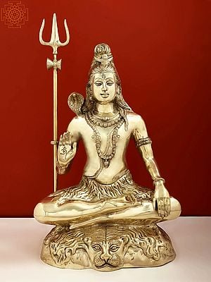 25" The Unwavering Contemplation Of Lord Adinath In Brass | Handmade