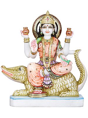 Goddess Ganga on Her Mount Crocodile