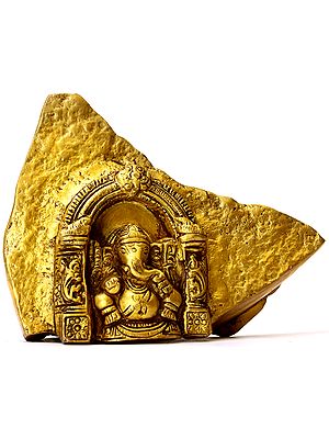 4" Rock Cut Temple of Lord Ganesha | Brass Statue