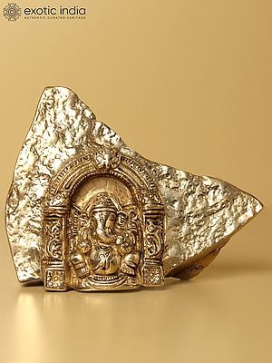 4" Rock Cut Temple of Lord Ganesha | Brass Statue