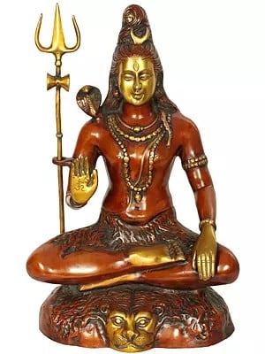 22" Shiva Engaged in Penance: Yoga-Dakshina-Murti Shiva In Brass | Handmade | Made In India