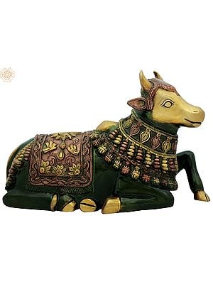 10" Nandi Idol - The Vehicle of Lord Shiva | Handmade Brass Statue | Made in India