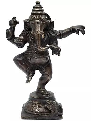 5" Dancing Ganesha In Brass | Handmade | Made In India
