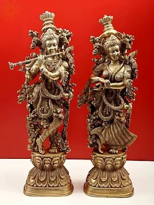 29" Radha Krishna Brass Statue | Handmade | Made in India