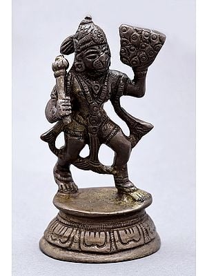 3" Hanuman Ji Carrying Mount Sanjeevani In Brass | Handmade | Made In India