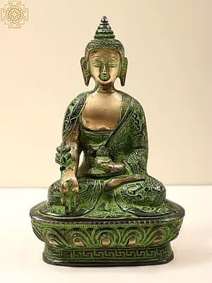 6" Tibetan Buddhist Deity Bhaishajyaguru Statue | Medicine Buddha Brass Idol