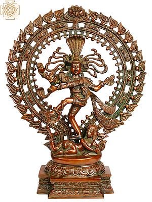 19" Nataraja (In Brown and Green Hues) In Brass