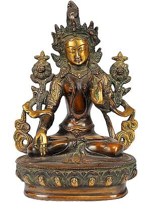 8" Tibetan Buddhist Goddess White Tara Brass Sculpture | Handmade | Made in India