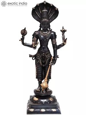 32" Large Size Chaturbhuja Vishnu In Brass | Handmade | Made In India