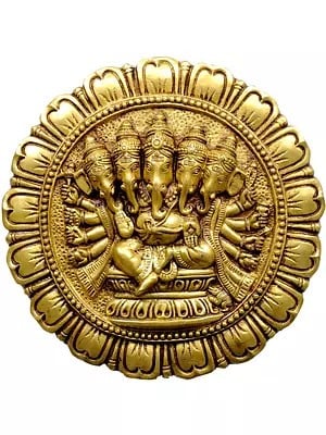 11" Five-Headed Ganesha Wall Hanging Plate in Brass | Handmade | Made in India