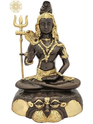 13" Mahayogi Shiva Granting Abhaya In Brass | Handmade | Made In India