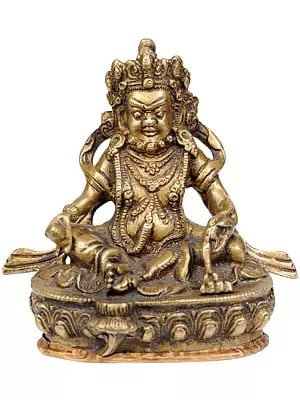 5" Tibetan Buddhist Kubera Brass Idol | Handmade | Made in India